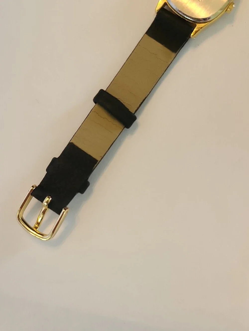 Seiko Gold-Tone Dial Watch with Black Strap